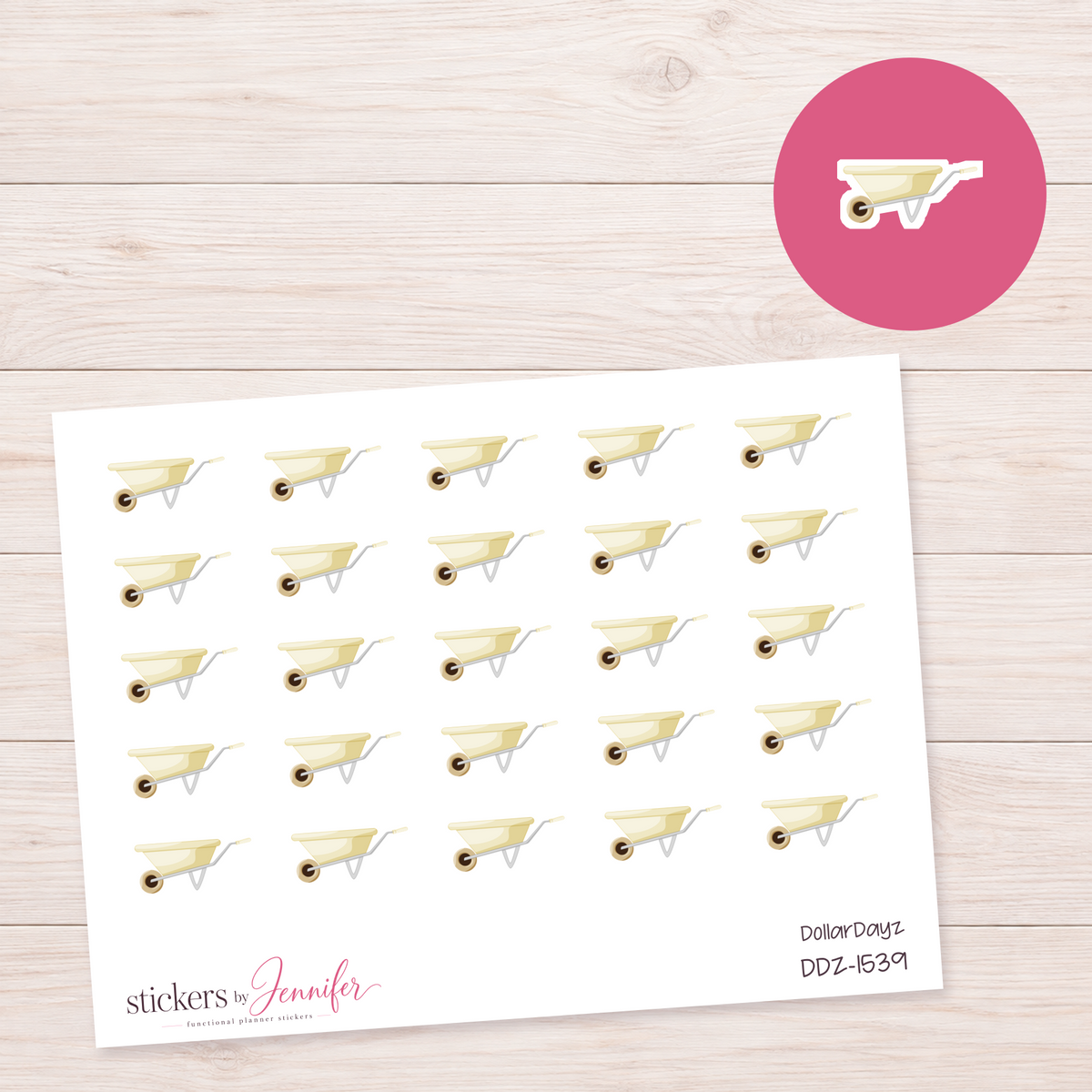 Cream Wheelbarrow Planner Stickers | DDZ-1539