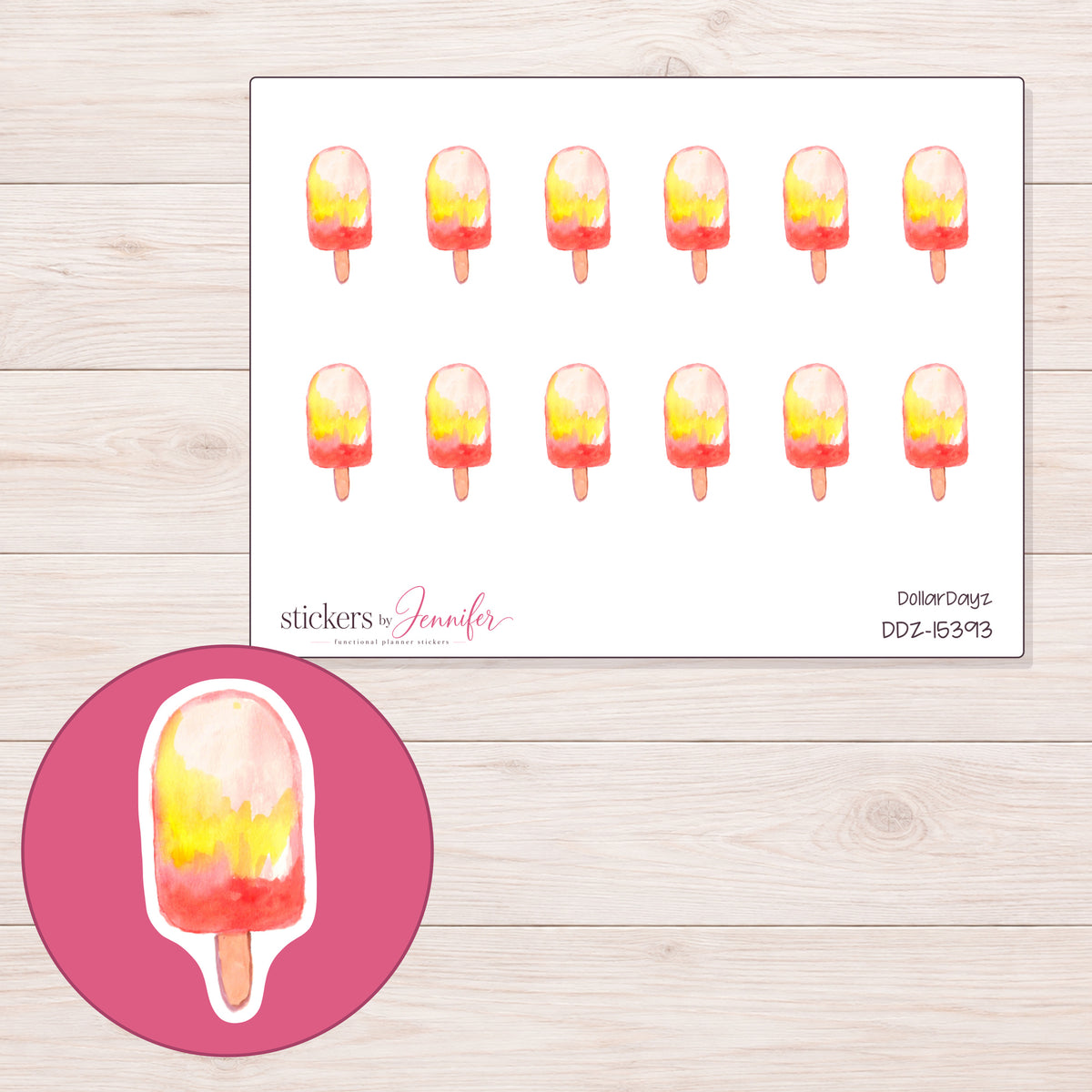 DDZ-15393 planner sticker sheet with enlarged sticker detail