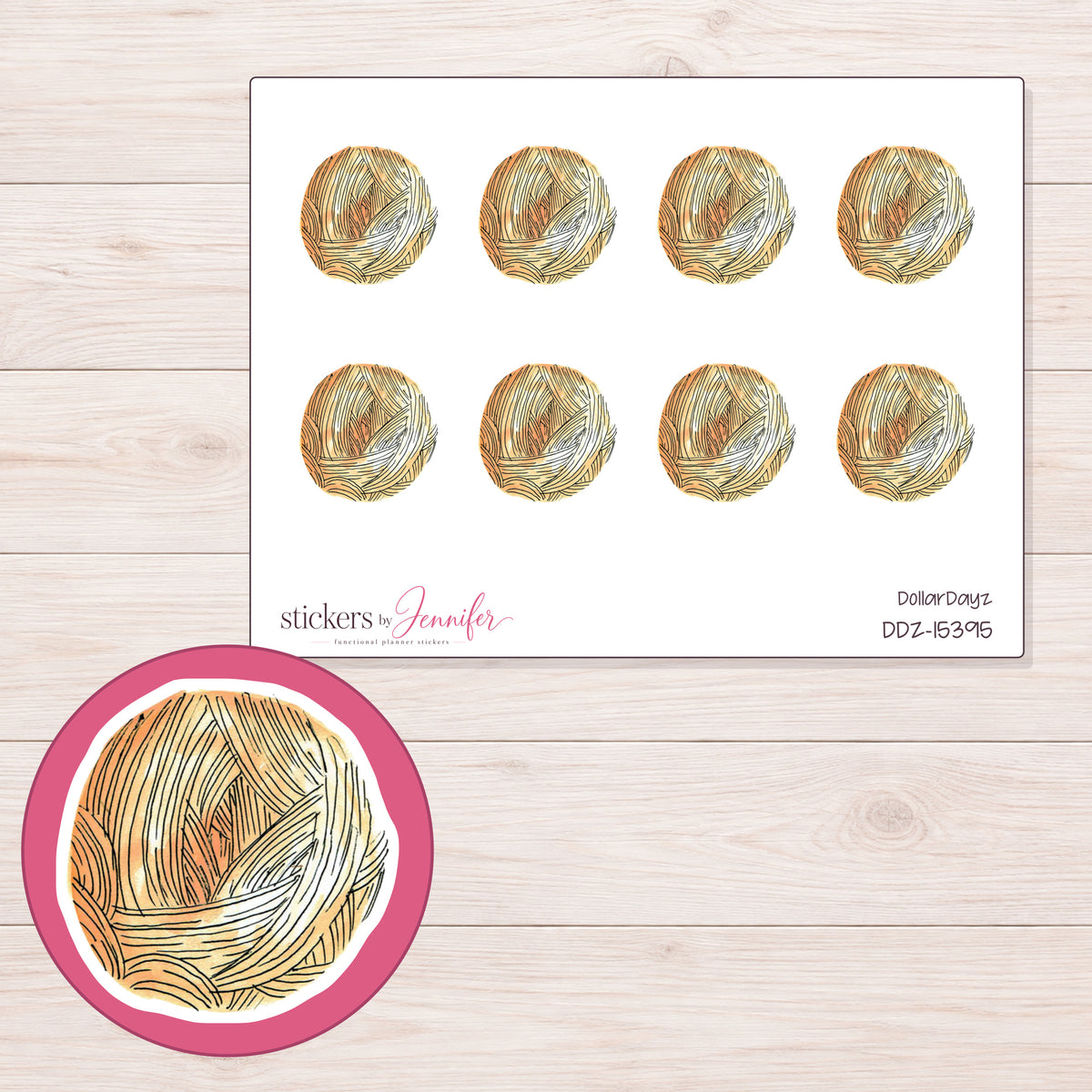 DDZ-15395 planner sticker sheet with enlarged sticker detail