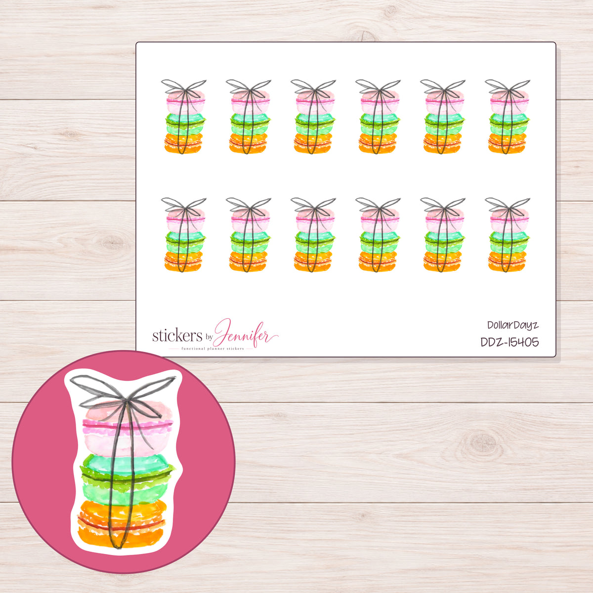 DDZ-15405 planner sticker sheet with enlarged sticker detail