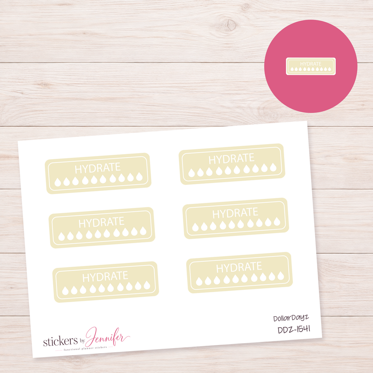 Cream Hydration Drops Tracker Planner Stickers | DDZ-1541