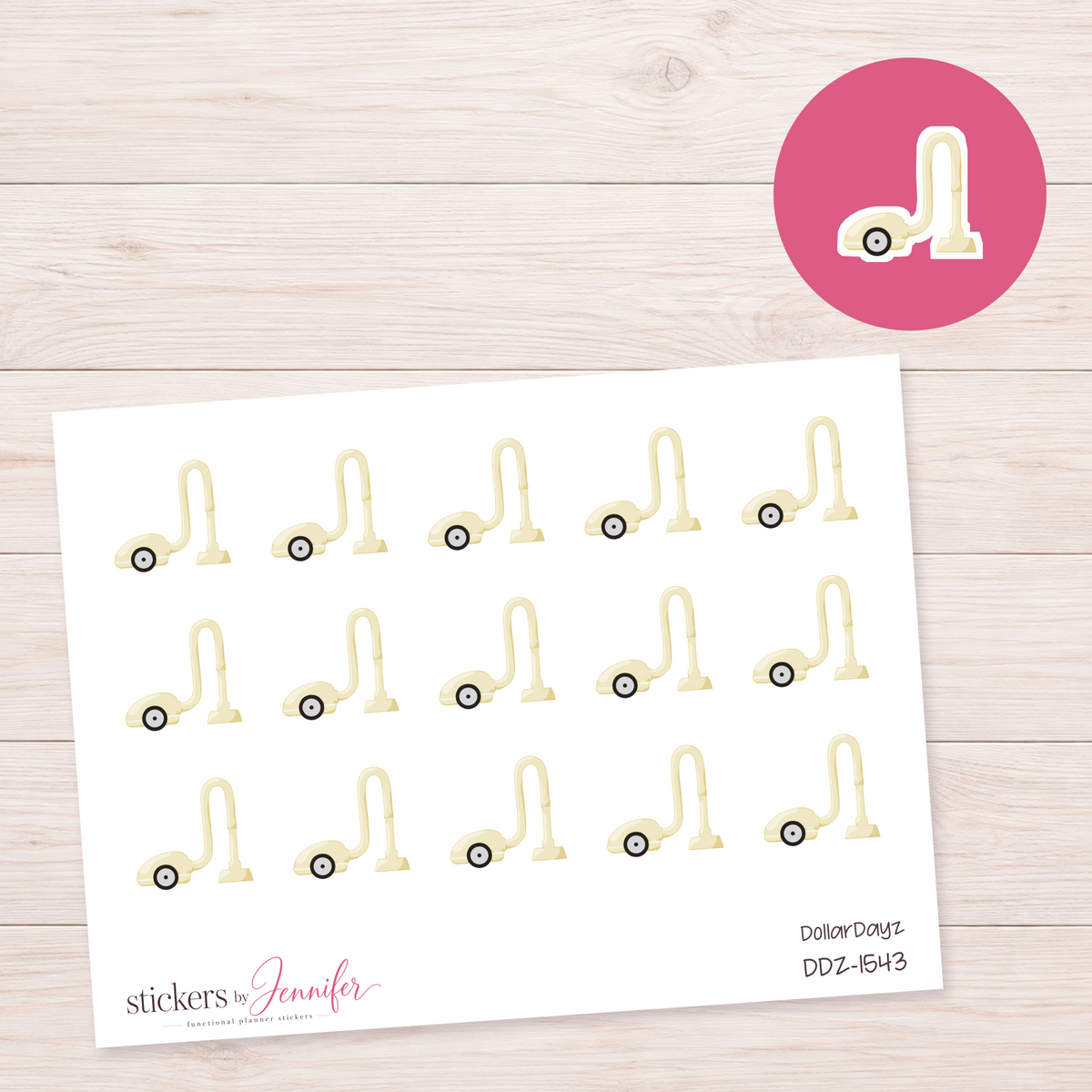 Cream Vacuum Cleaner Planner Stickers | DDZ-1543