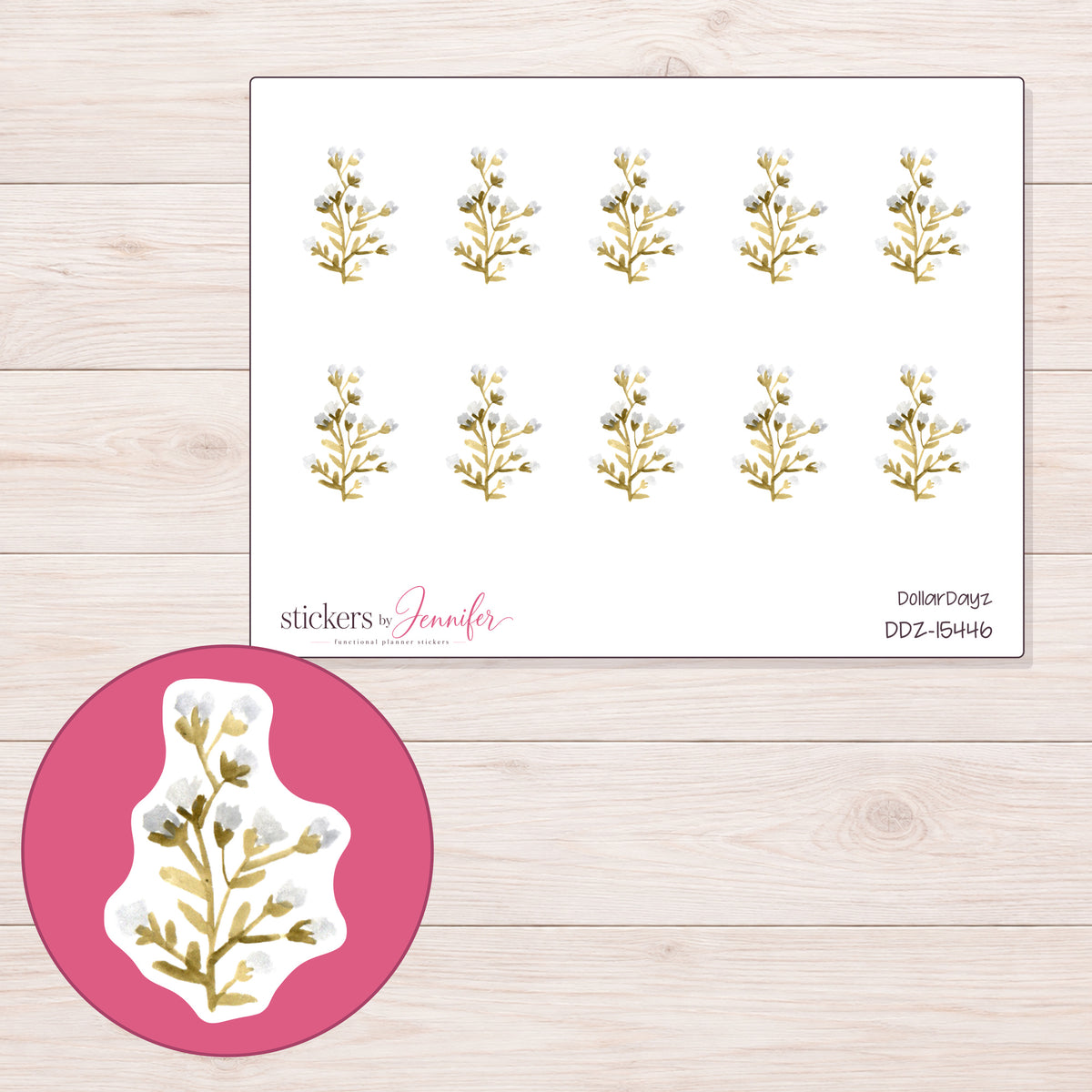 DDZ-15446 planner sticker sheet with enlarged sticker detail
