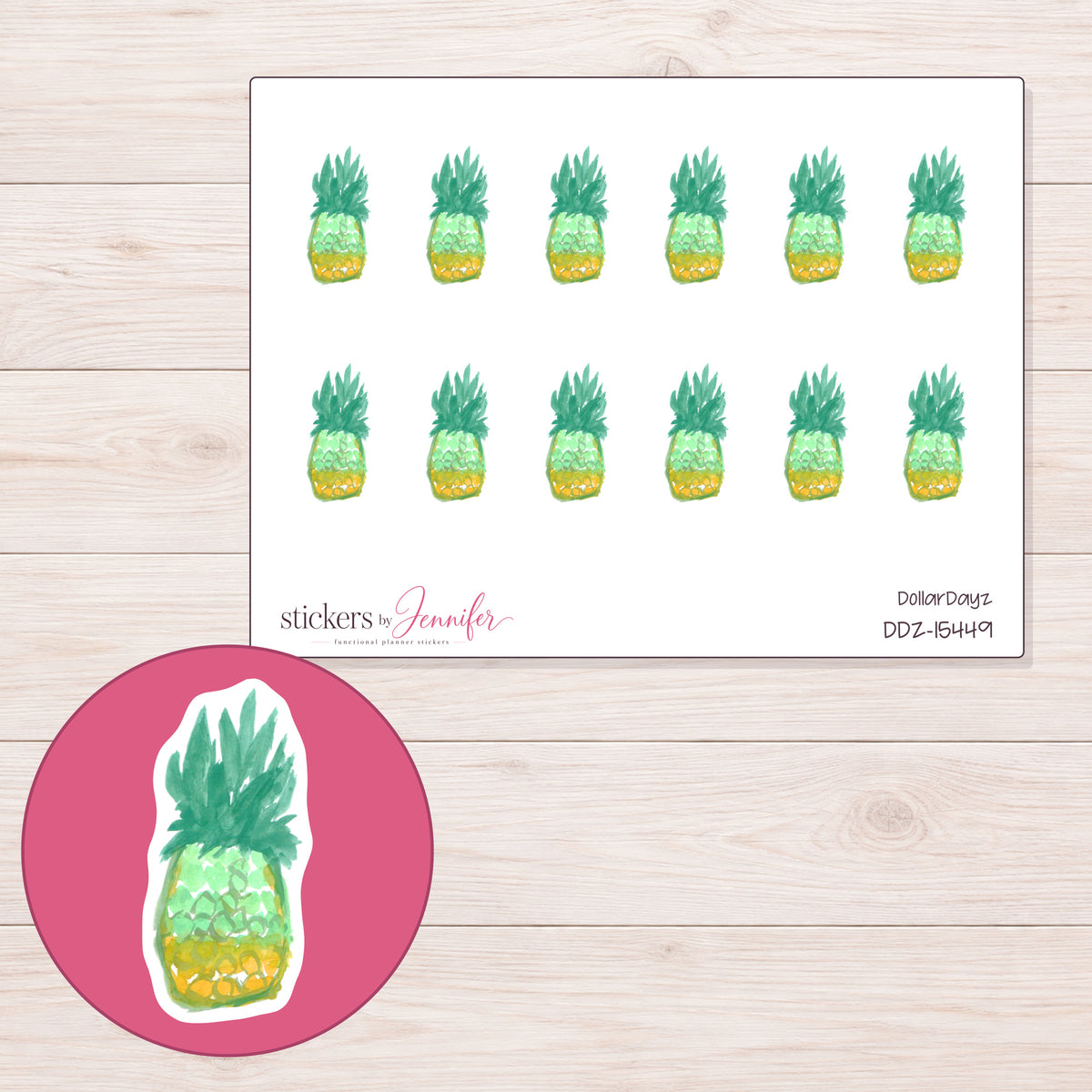 DDZ-15449 planner sticker sheet with enlarged sticker detail