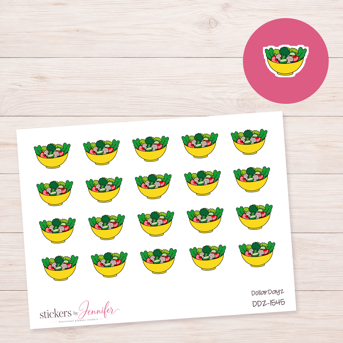 Bright Yellow Salad Bowl Planner Stickers | DDZ-1545
