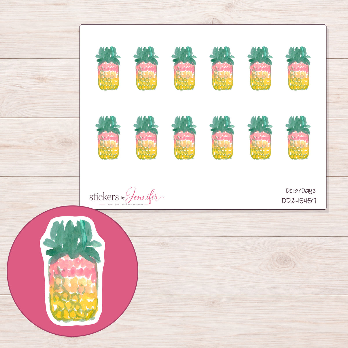 DDZ-15457 planner sticker sheet with enlarged sticker detail