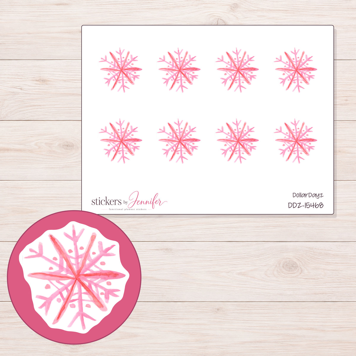 DDZ-15468 planner sticker sheet with enlarged sticker detail