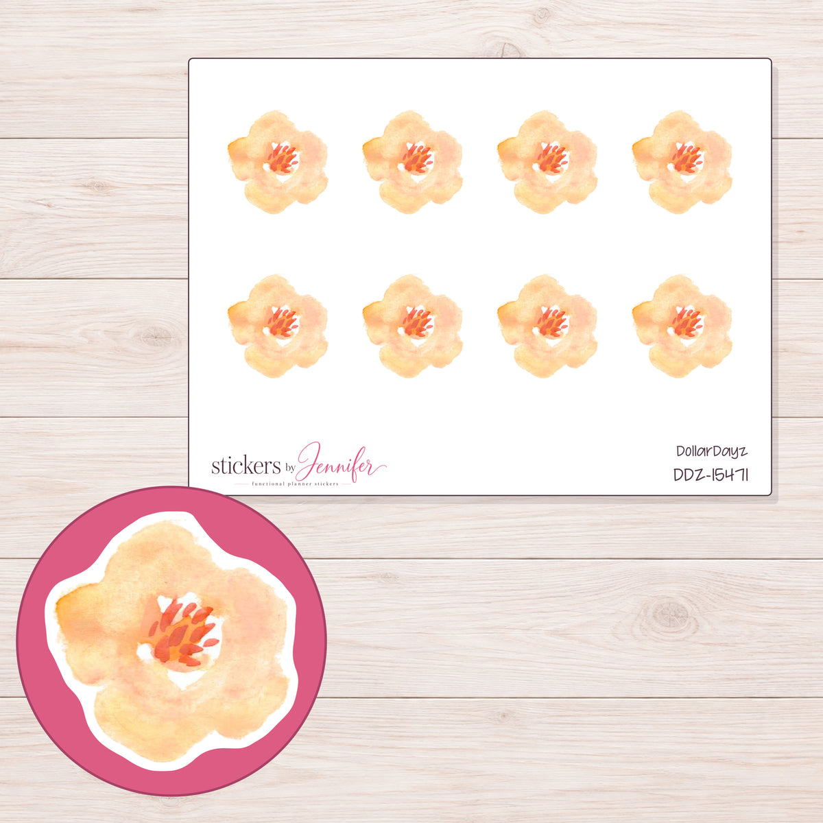 DDZ-15471 planner sticker sheet with enlarged sticker detail