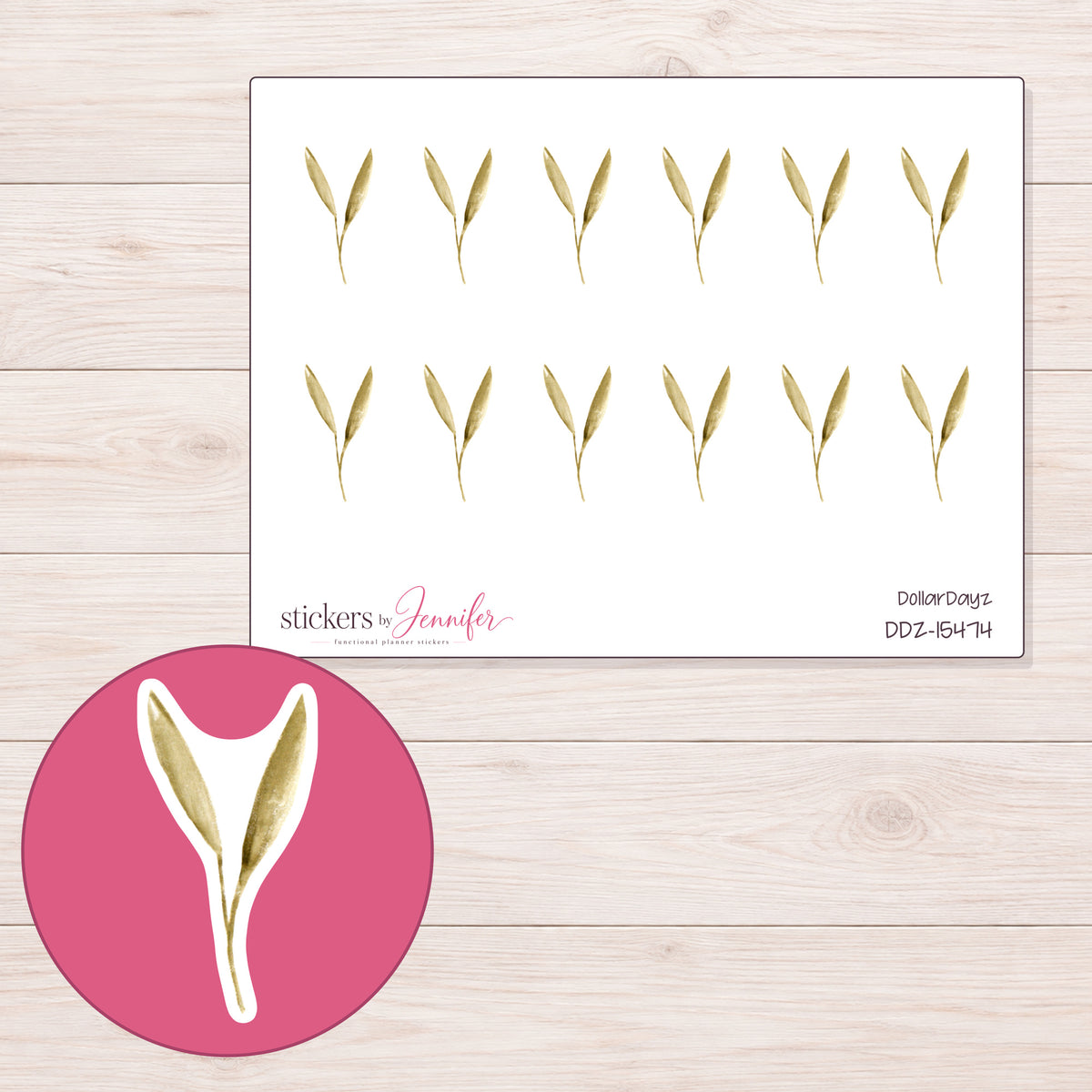 DDZ-15474 planner sticker sheet with enlarged sticker detail