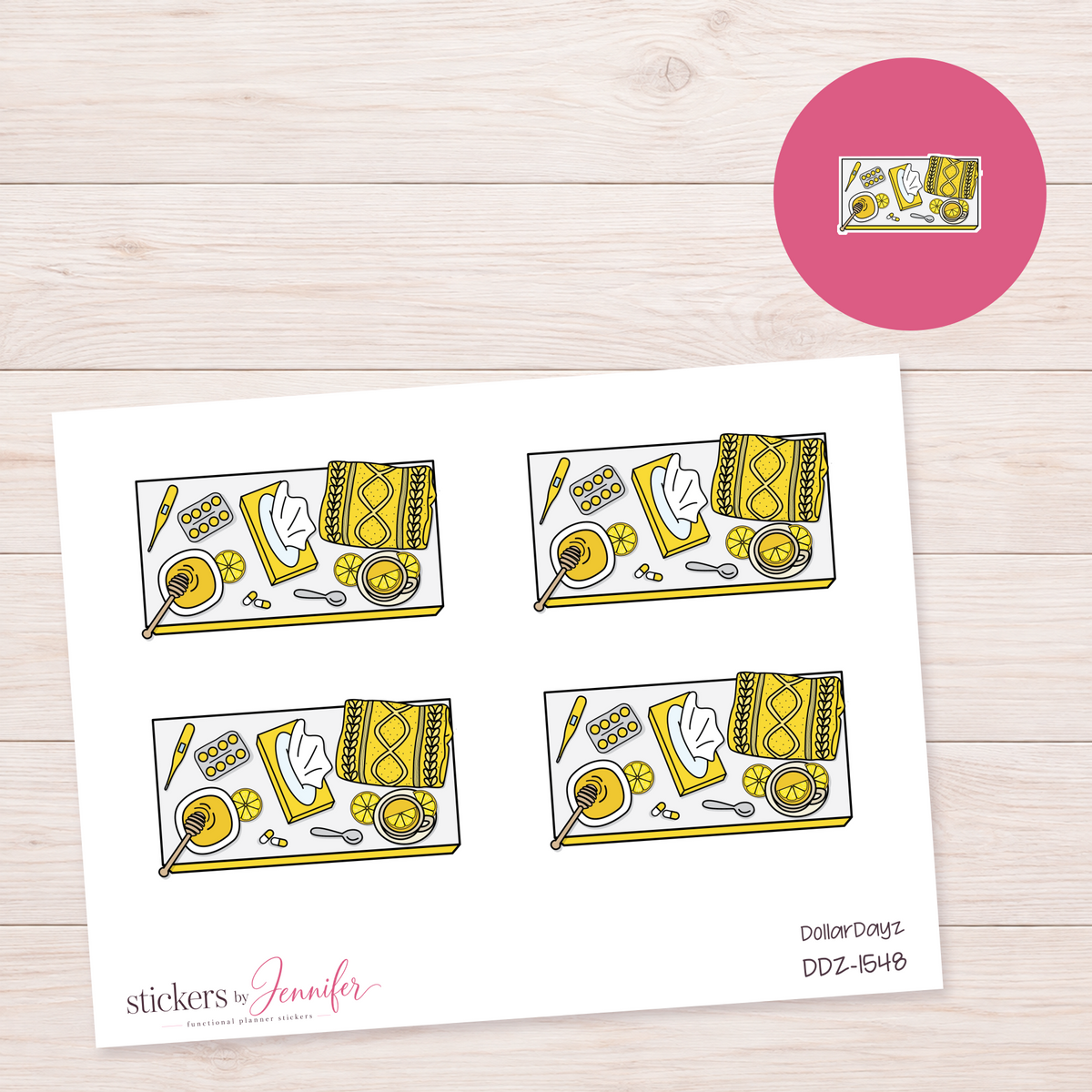 Bright Yellow Self-Care Supplies Planner Stickers | DDZ-1548