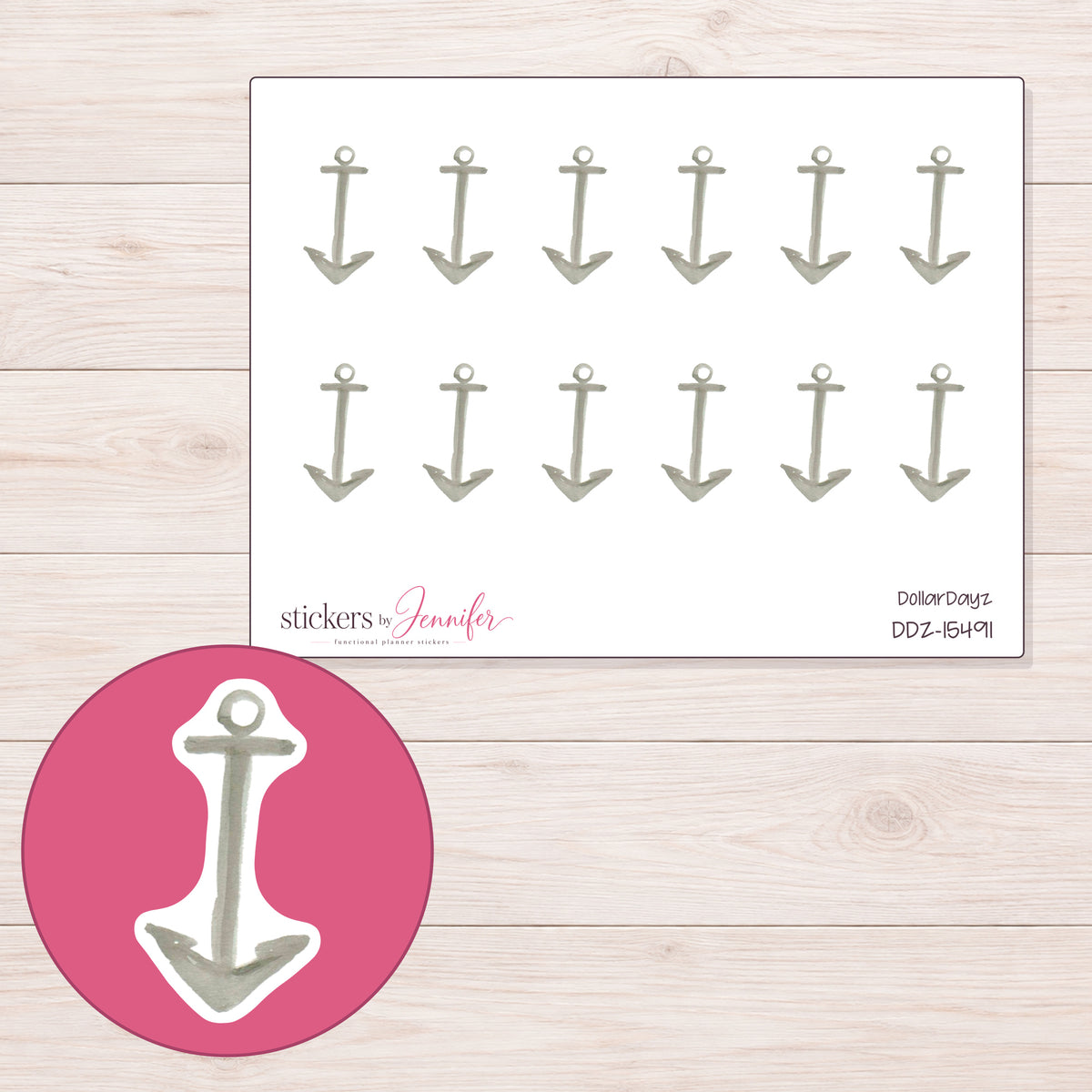 DDZ-15491 planner sticker sheet with enlarged sticker detail
