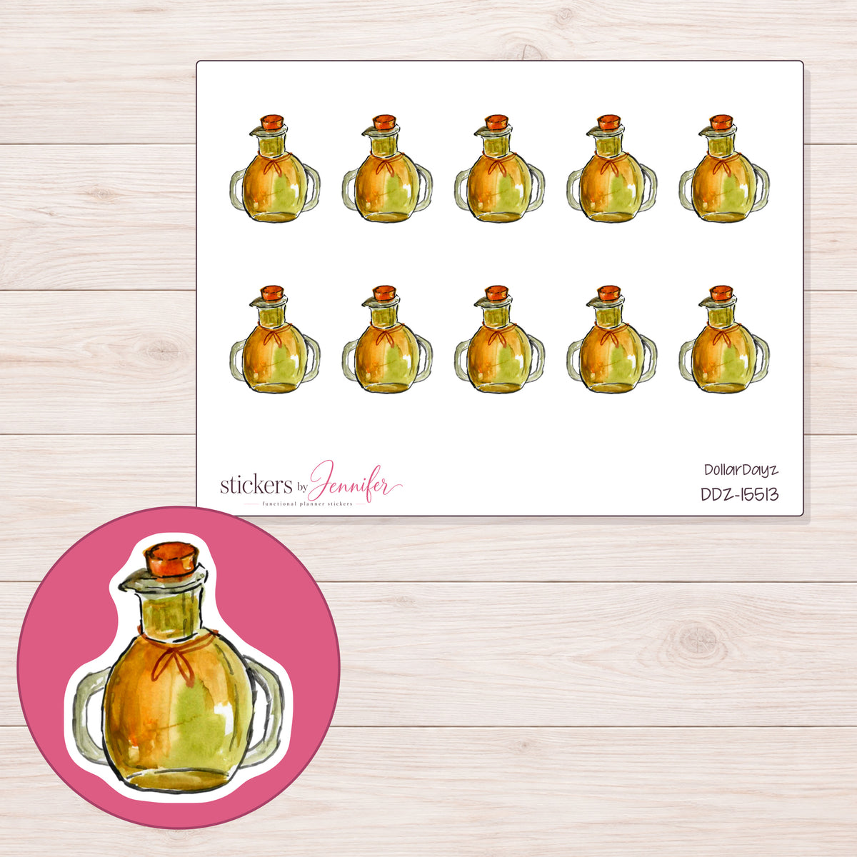 DDZ-15513 planner sticker sheet with enlarged sticker detail