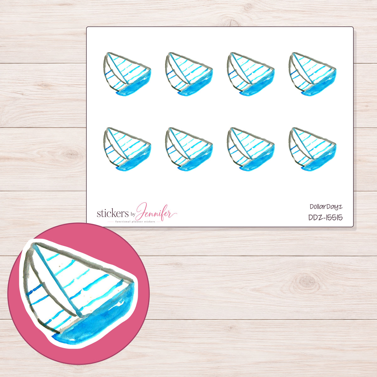 DDZ-15515 planner sticker sheet with enlarged sticker detail