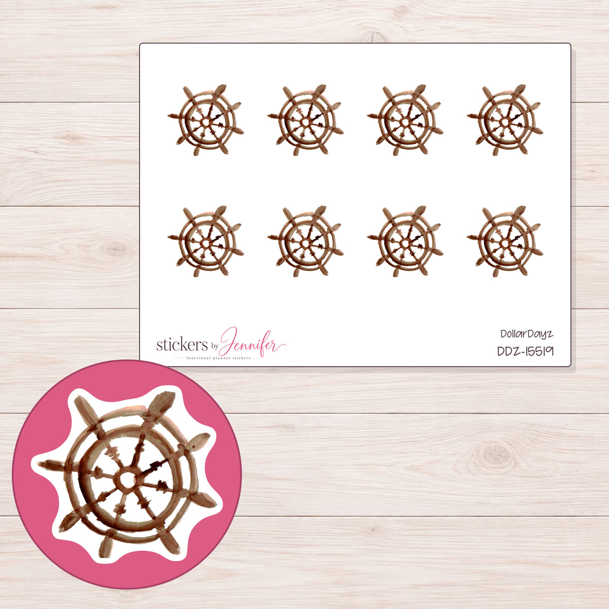 DDZ-15519 planner sticker sheet with enlarged sticker detail