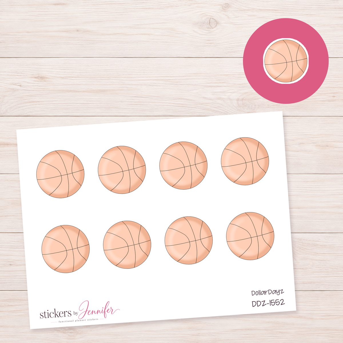 Peach Basketball Planner Stickers | DDZ-1552
