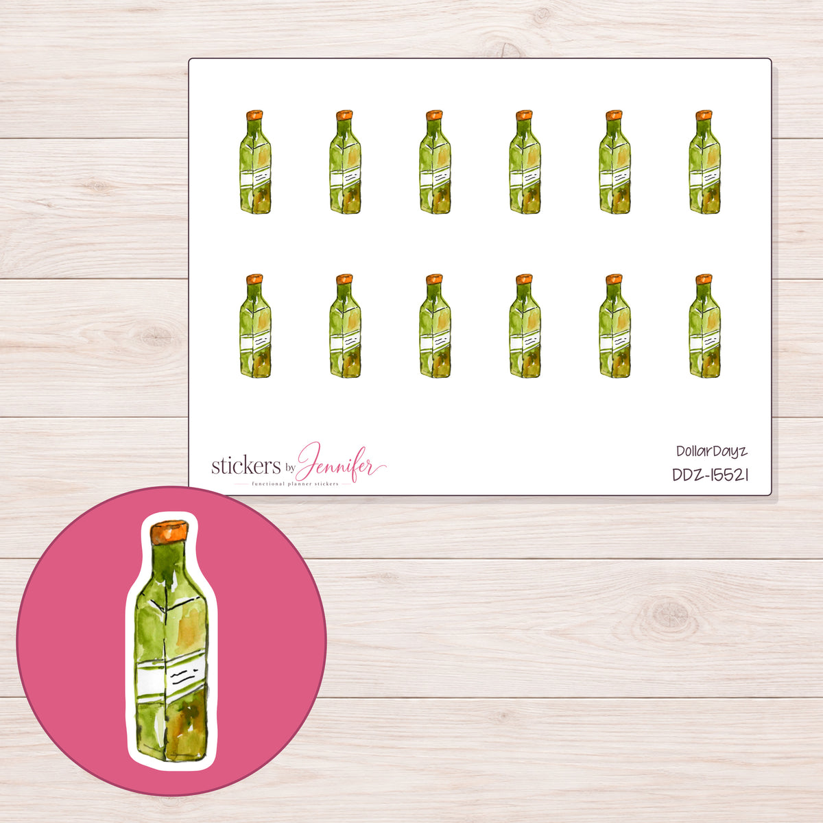 DDZ-15521 planner sticker sheet with enlarged sticker detail