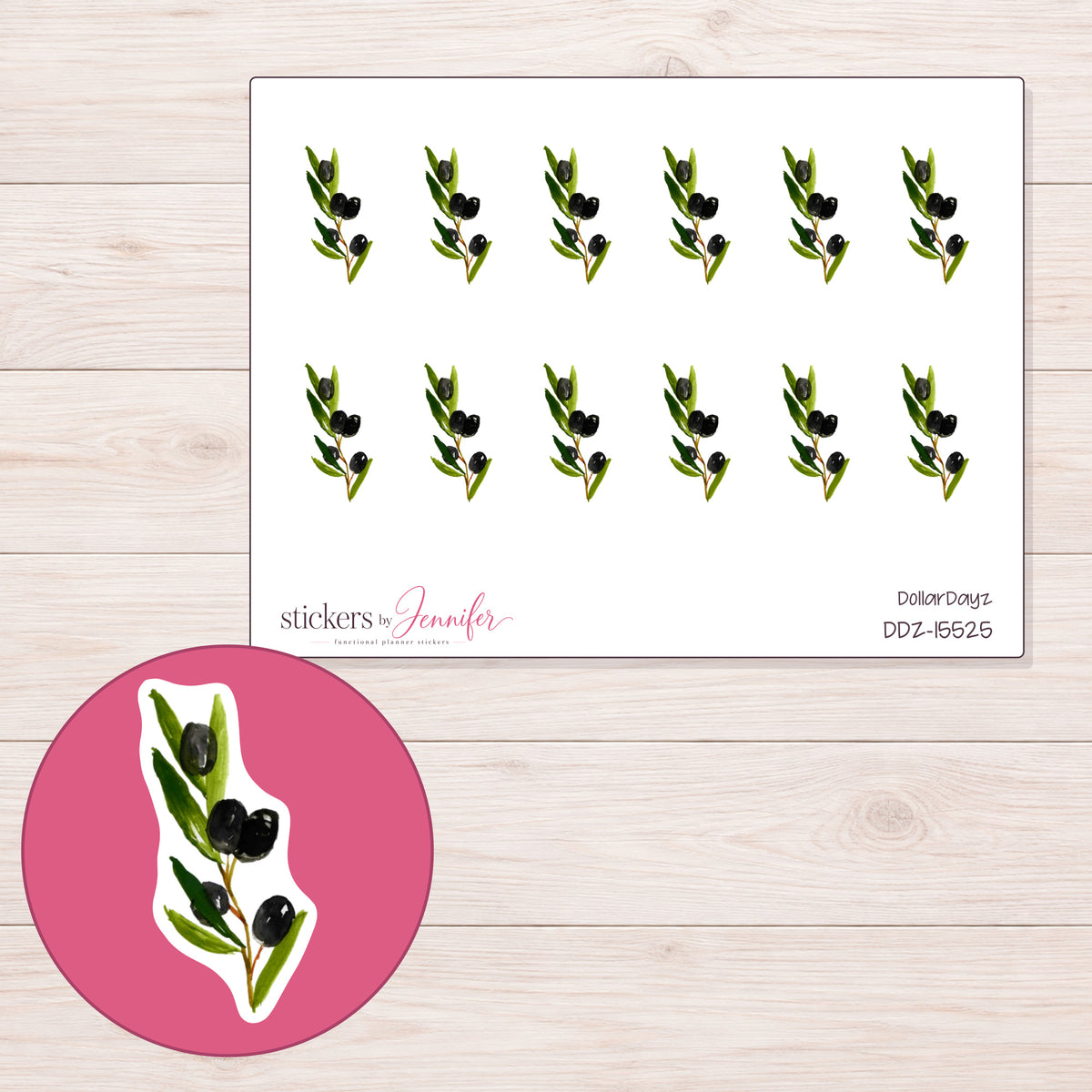 DDZ-15525 planner sticker sheet with enlarged sticker detail
