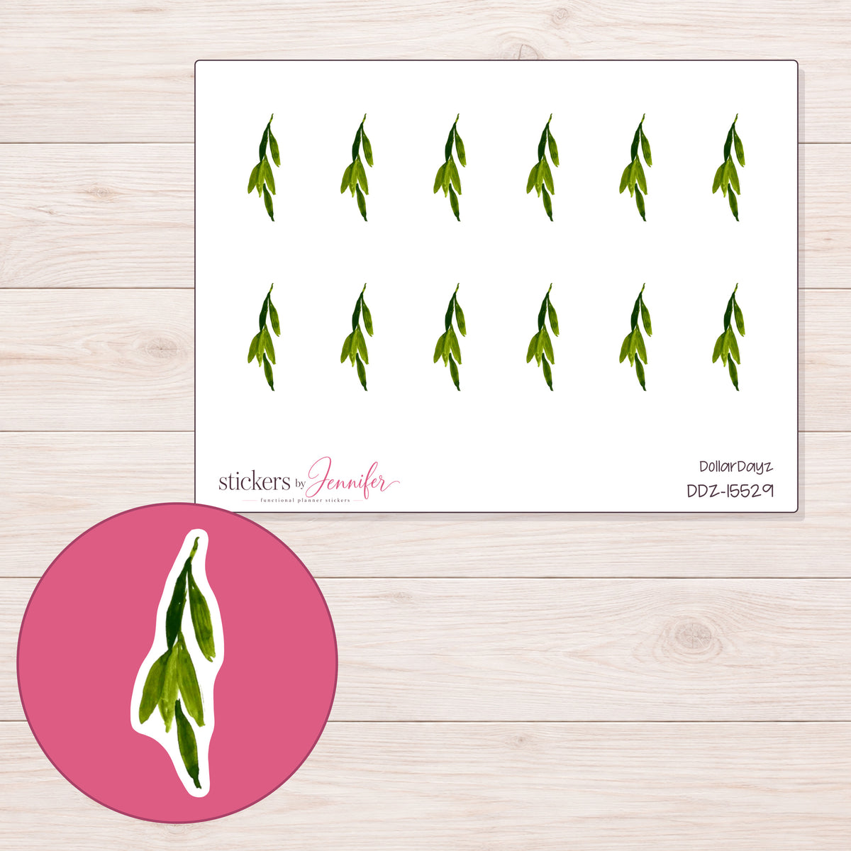 DDZ-15529 planner sticker sheet with enlarged sticker detail