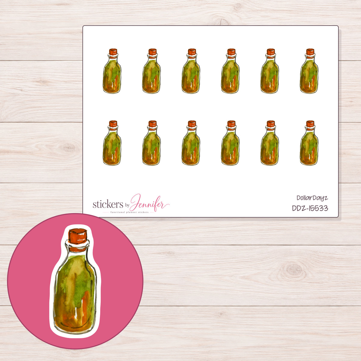 DDZ-15533 planner sticker sheet with enlarged sticker detail