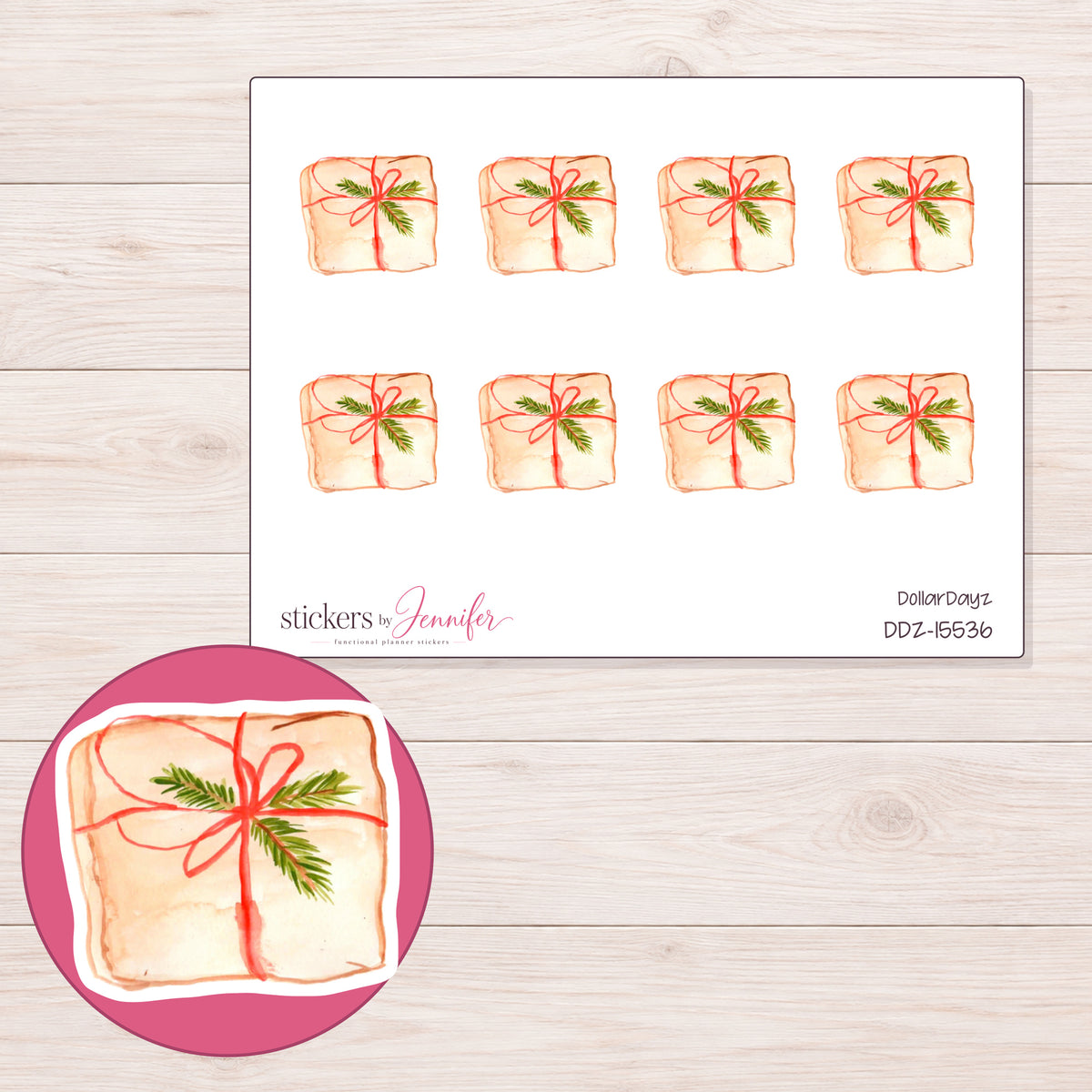 DDZ-15536 planner sticker sheet with enlarged sticker detail