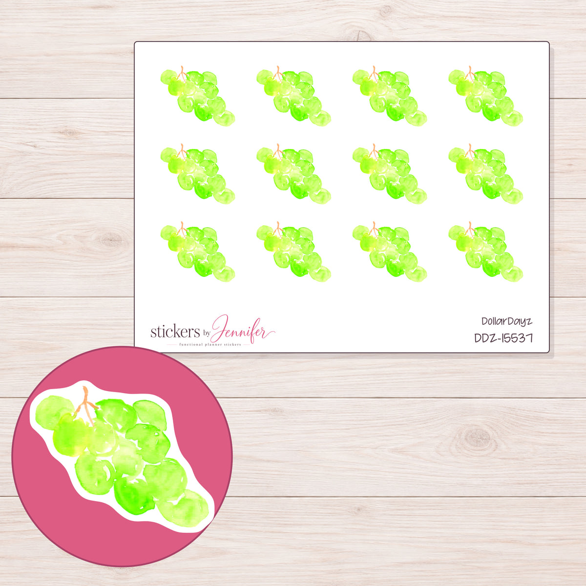 DDZ-15537 planner sticker sheet with enlarged sticker detail