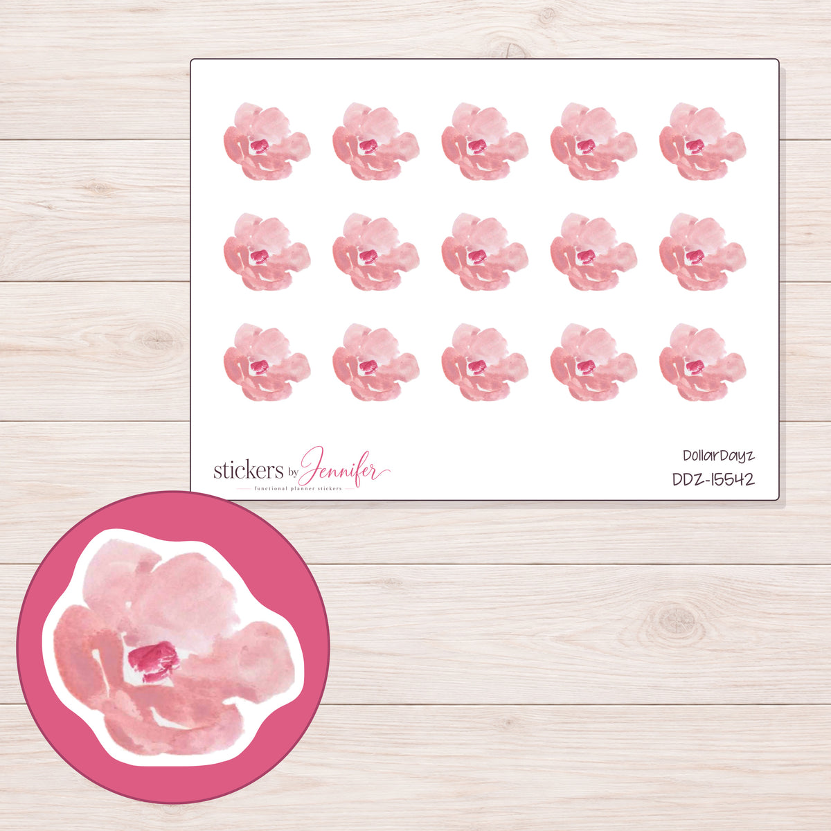 DDZ-15542 planner sticker sheet with enlarged sticker detail