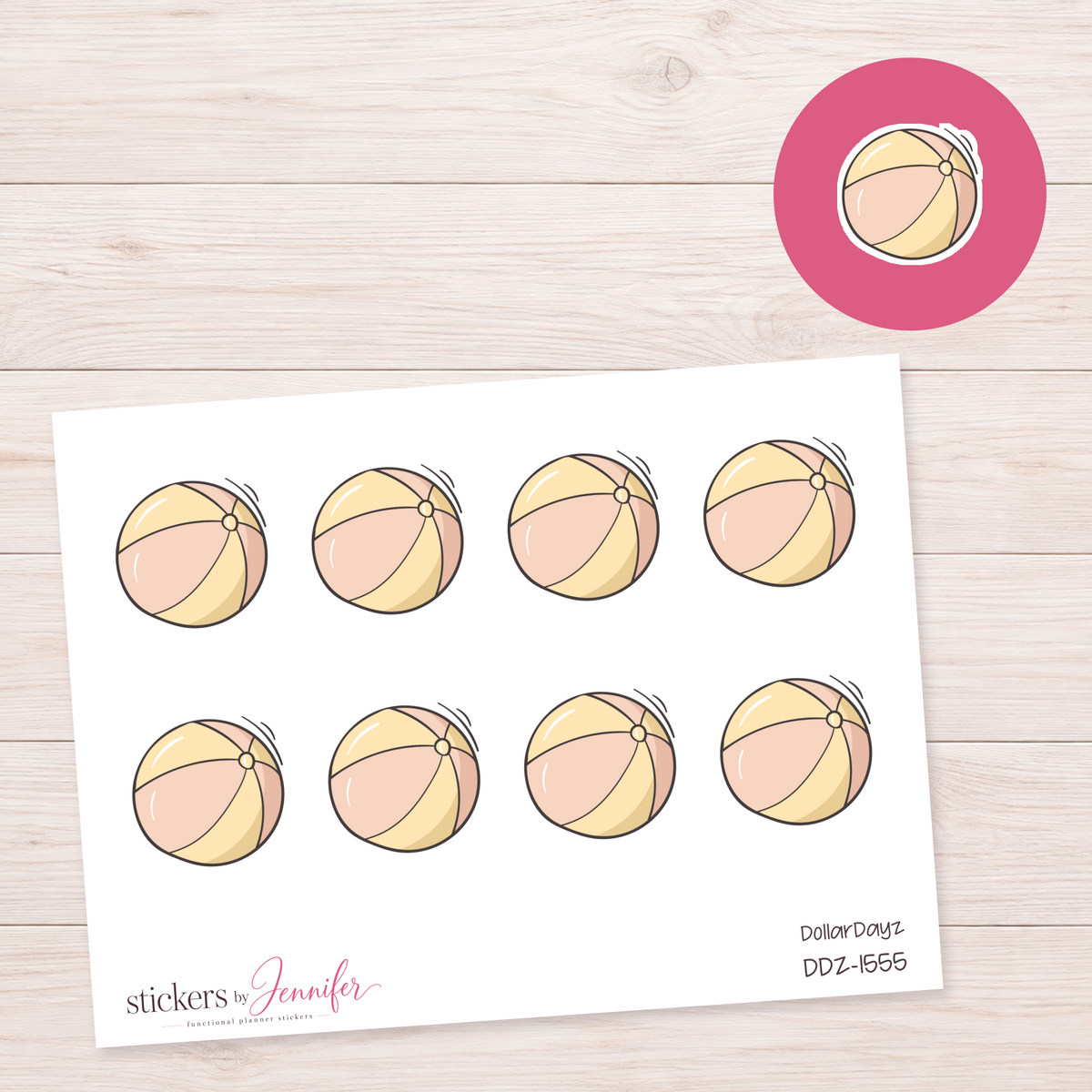Pastel Beach Ball Planner Stickers | DDZ-1555