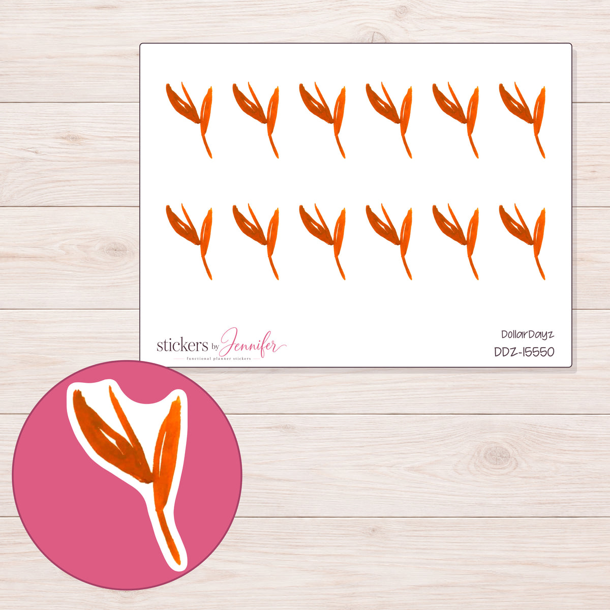 DDZ-15550 planner sticker sheet with enlarged sticker detail