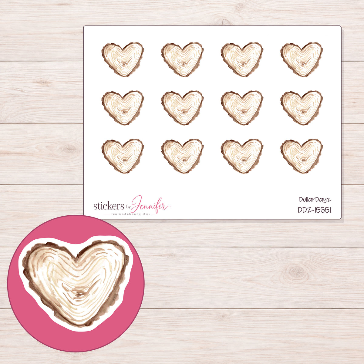 DDZ-15551 planner sticker sheet with enlarged sticker detail