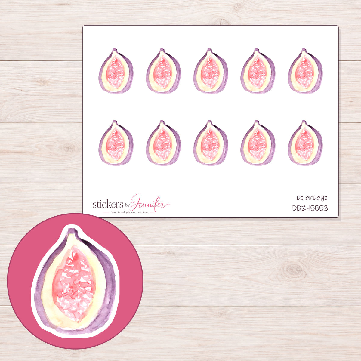 DDZ-15553 planner sticker sheet with enlarged sticker detail