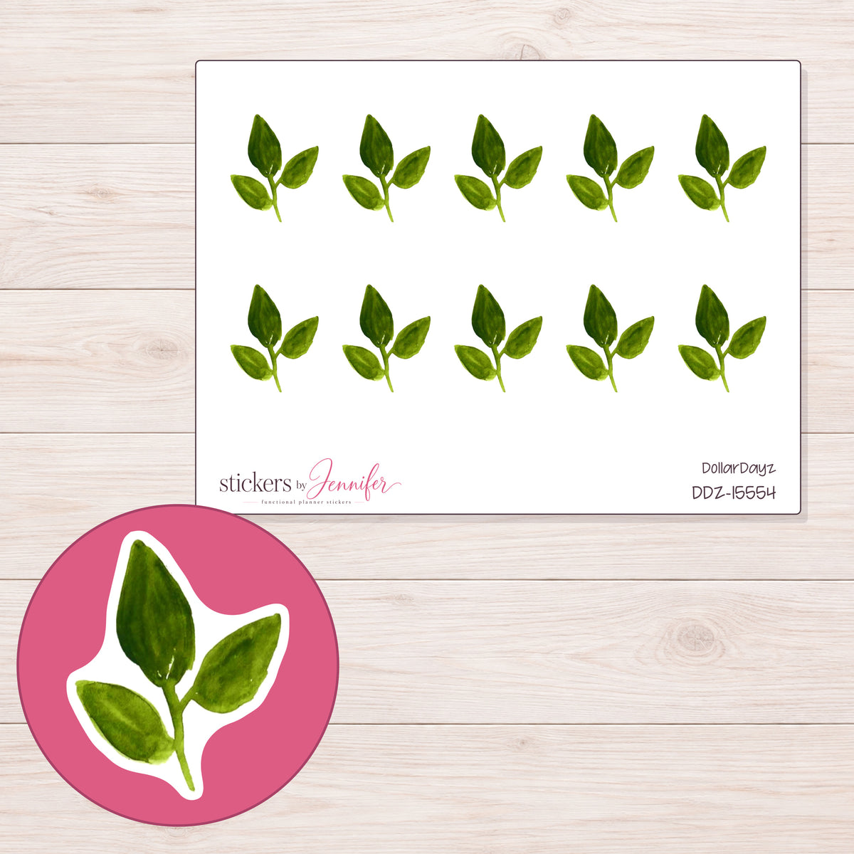 DDZ-15554 planner sticker sheet with enlarged sticker detail