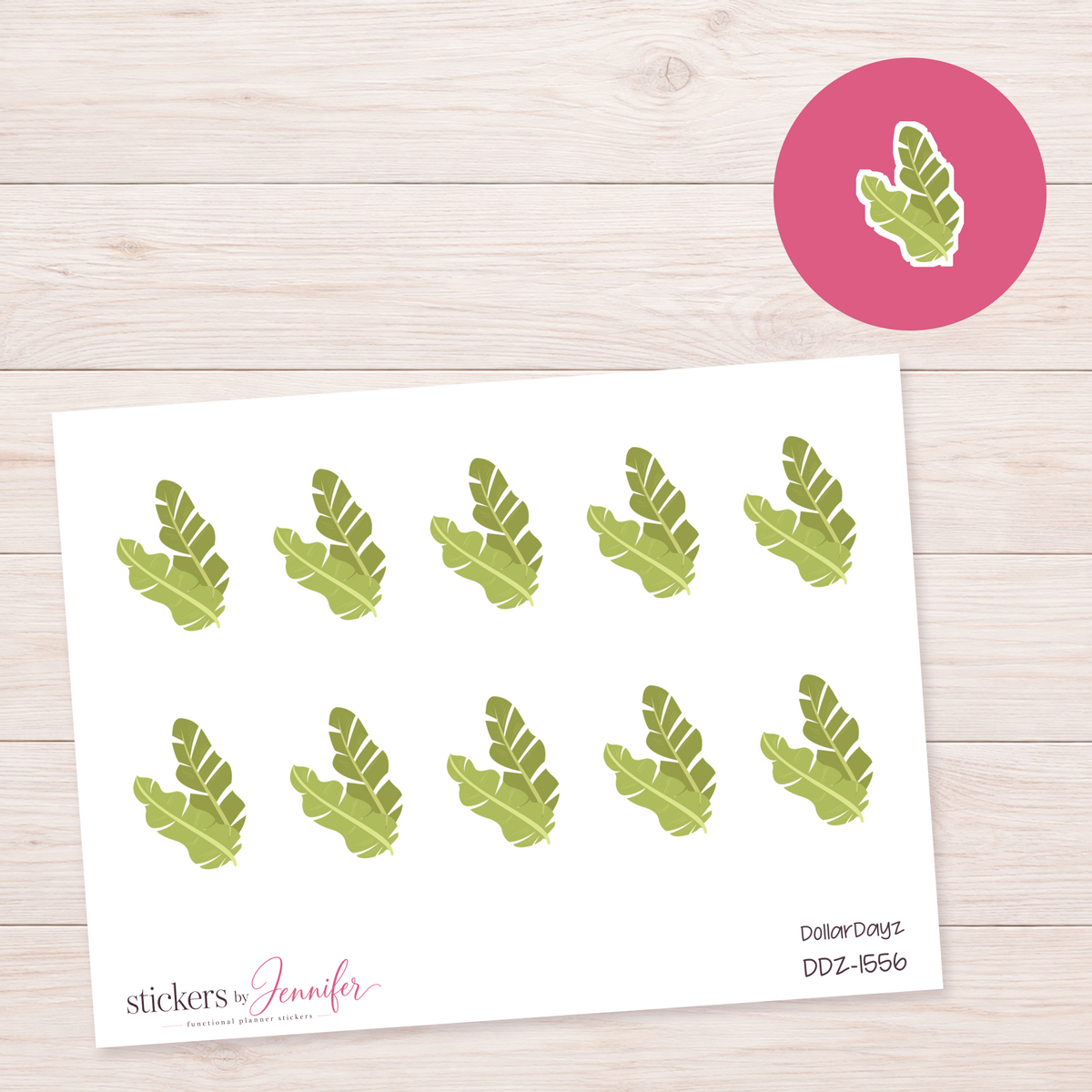 Green Tropical Leaves Planner Stickers | DDZ-1556