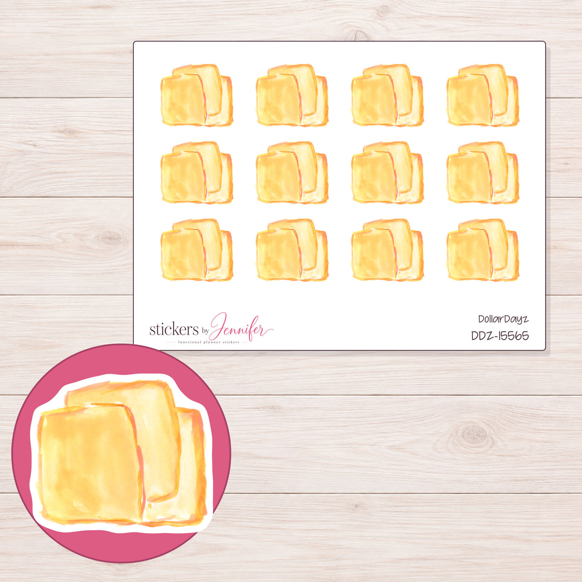 DDZ-15565 planner sticker sheet with enlarged sticker detail