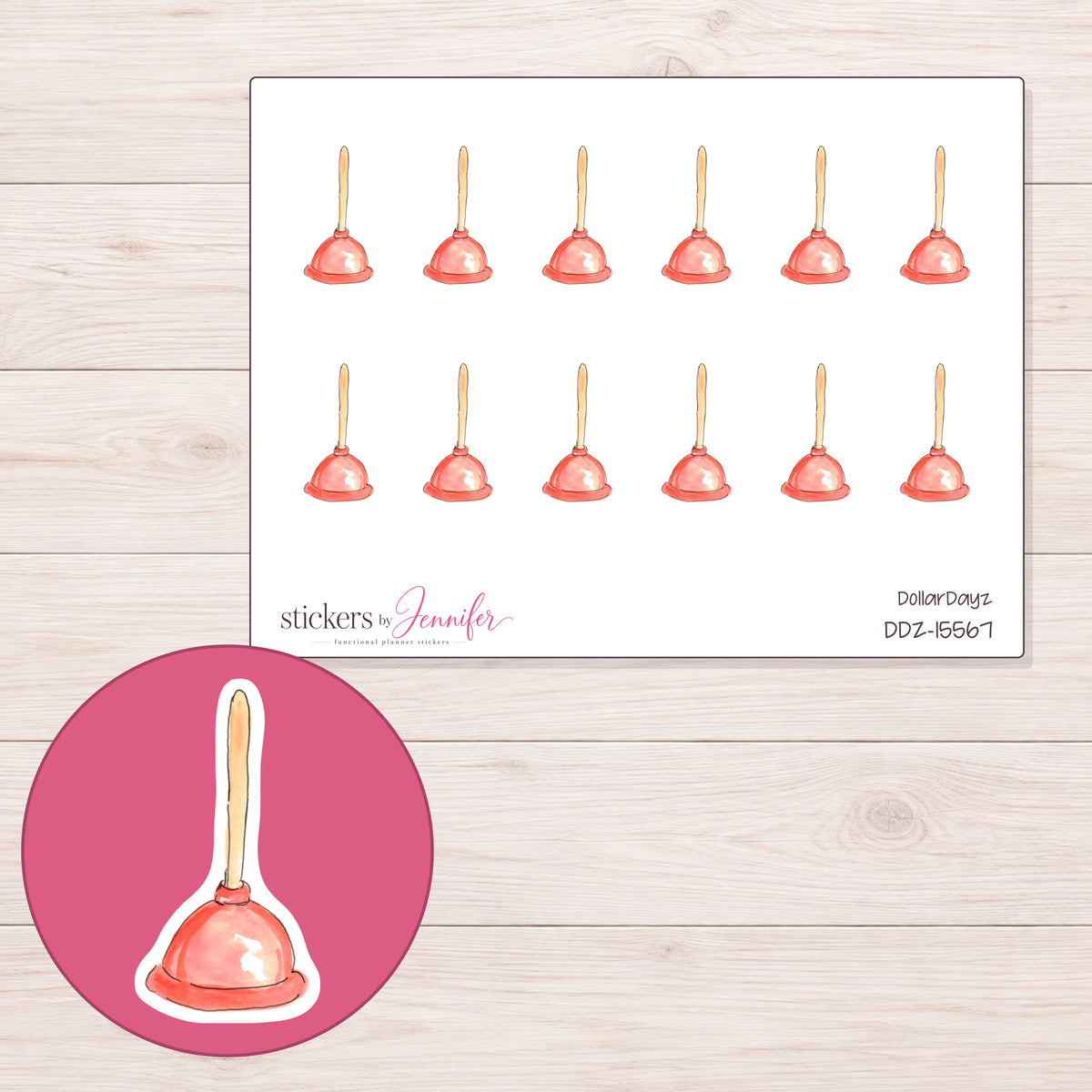 DDZ-15567 planner sticker sheet with enlarged sticker detail