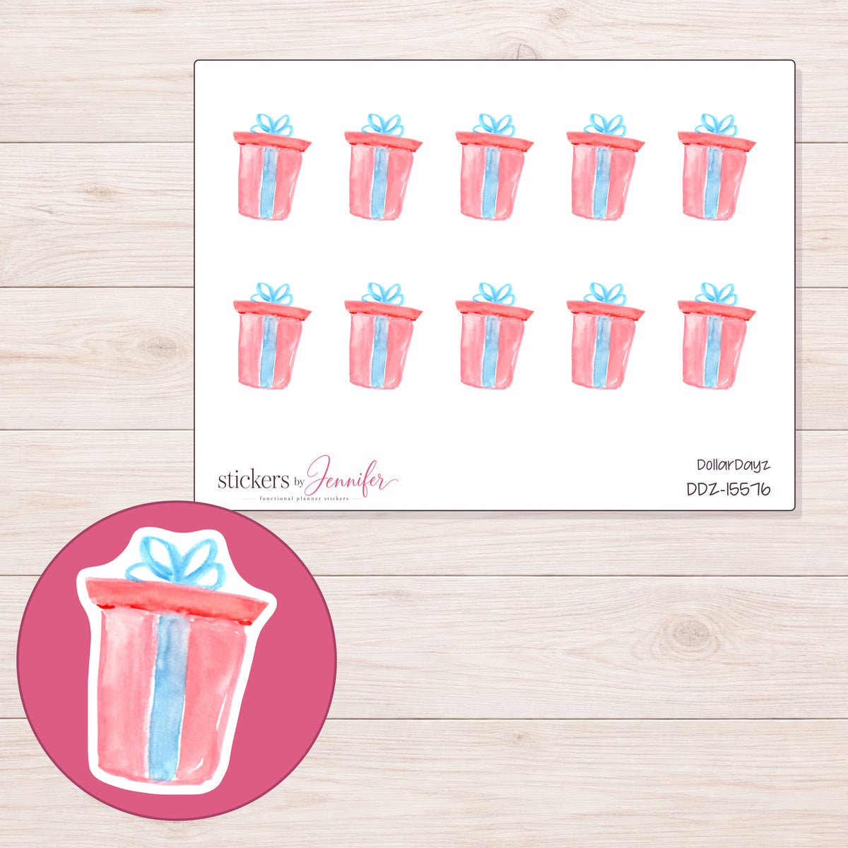DDZ-15576 planner sticker sheet with enlarged sticker detail