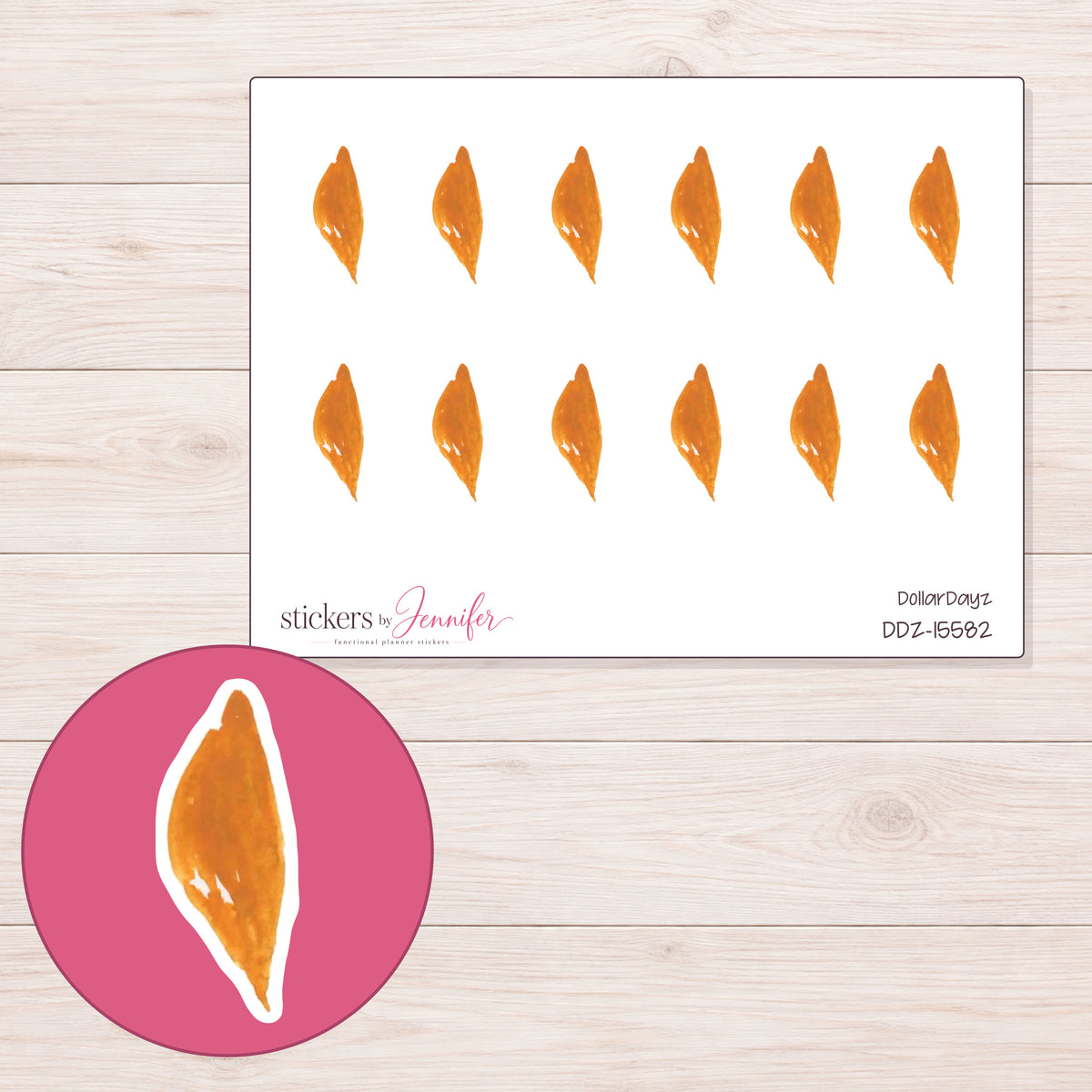 DDZ-15582 planner sticker sheet with enlarged sticker detail