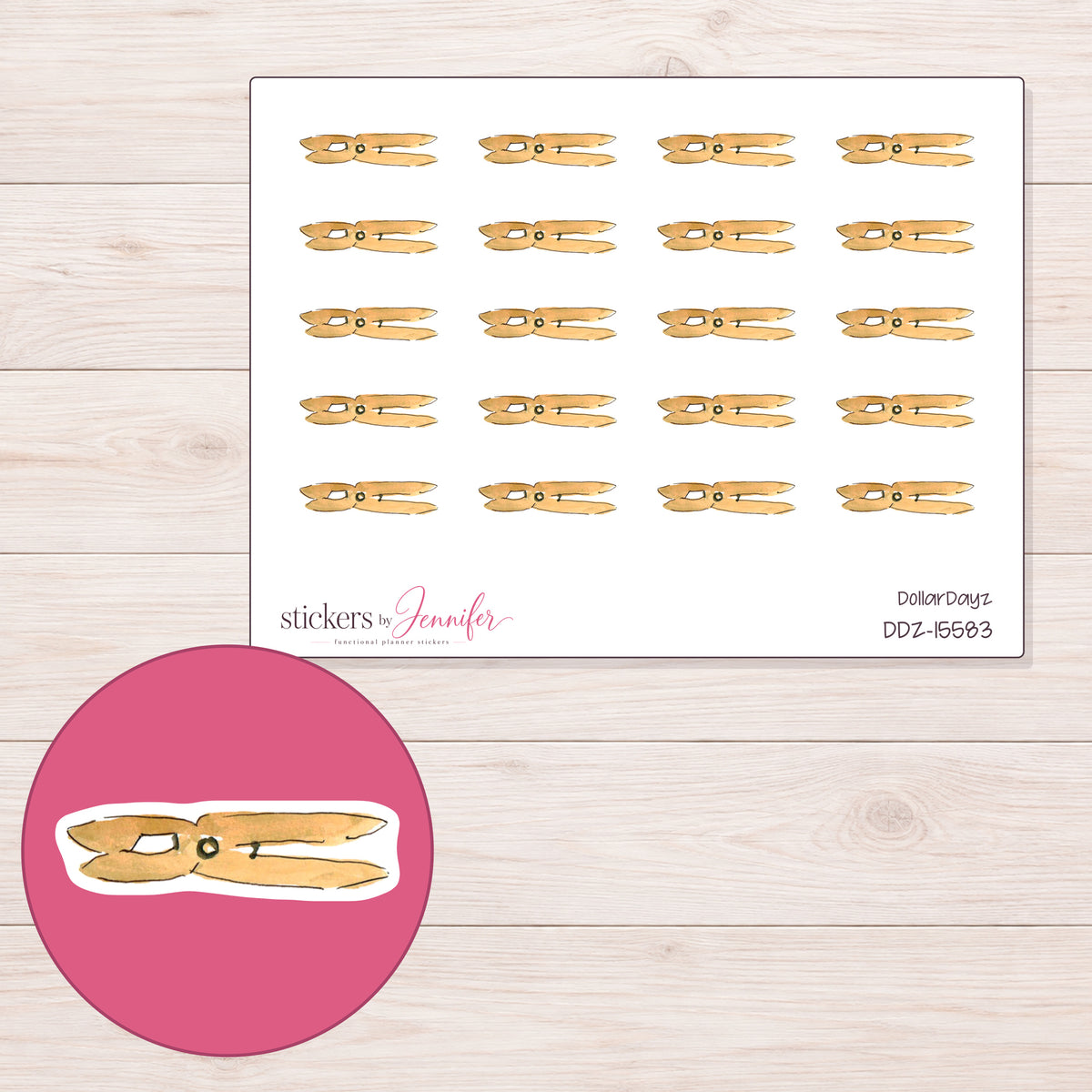 DDZ-15583 planner sticker sheet with enlarged sticker detail