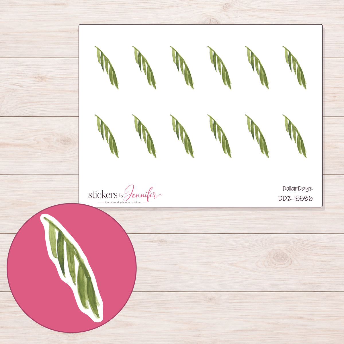DDZ-15586 planner sticker sheet with enlarged sticker detail