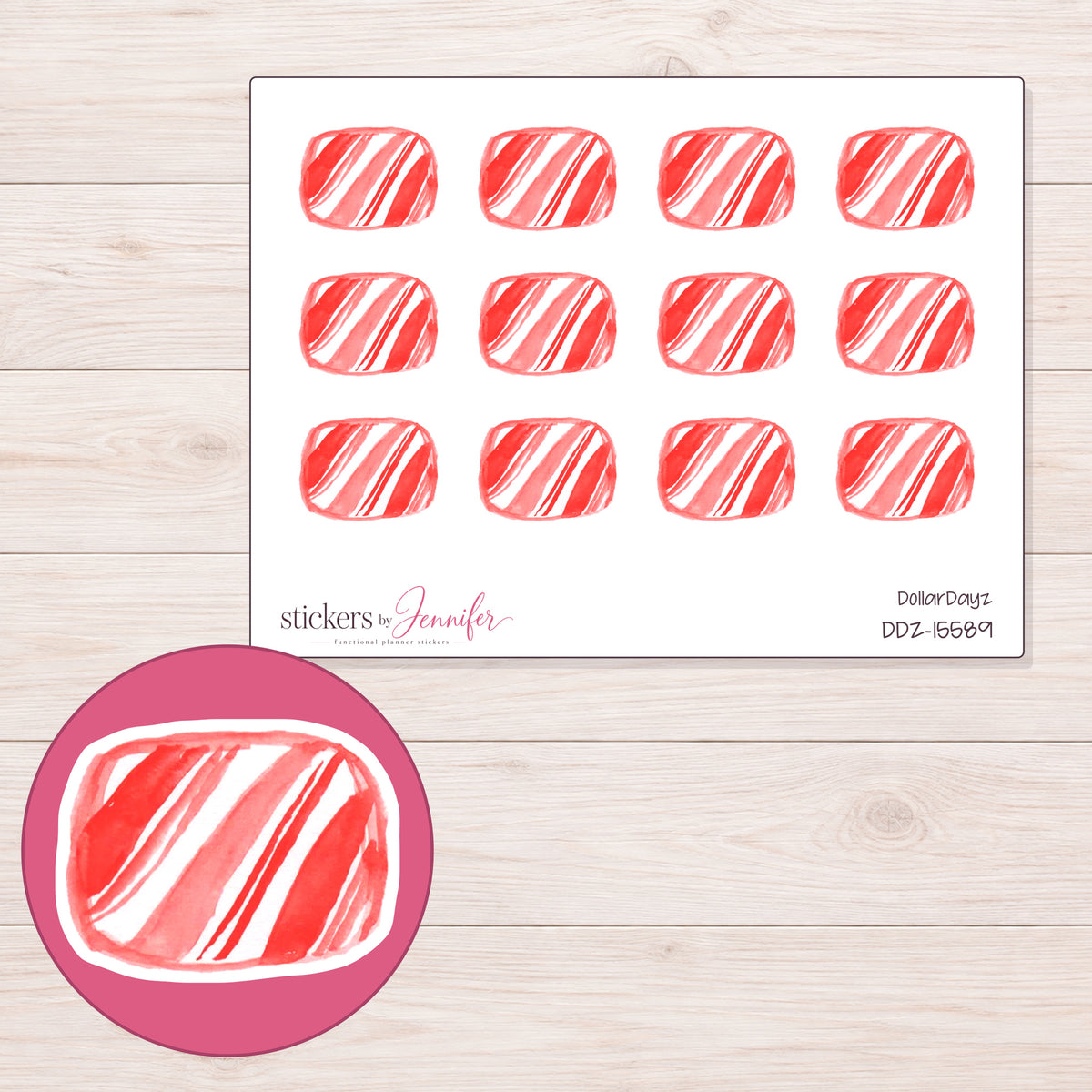 DDZ-15589 planner sticker sheet with enlarged sticker detail