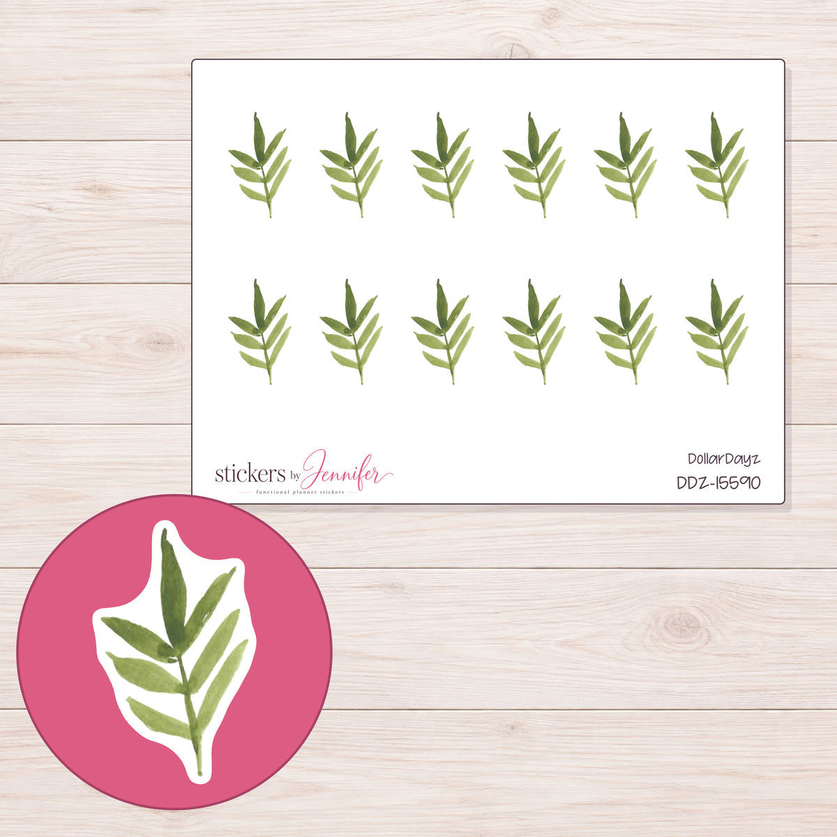 DDZ-15590 planner sticker sheet with enlarged sticker detail