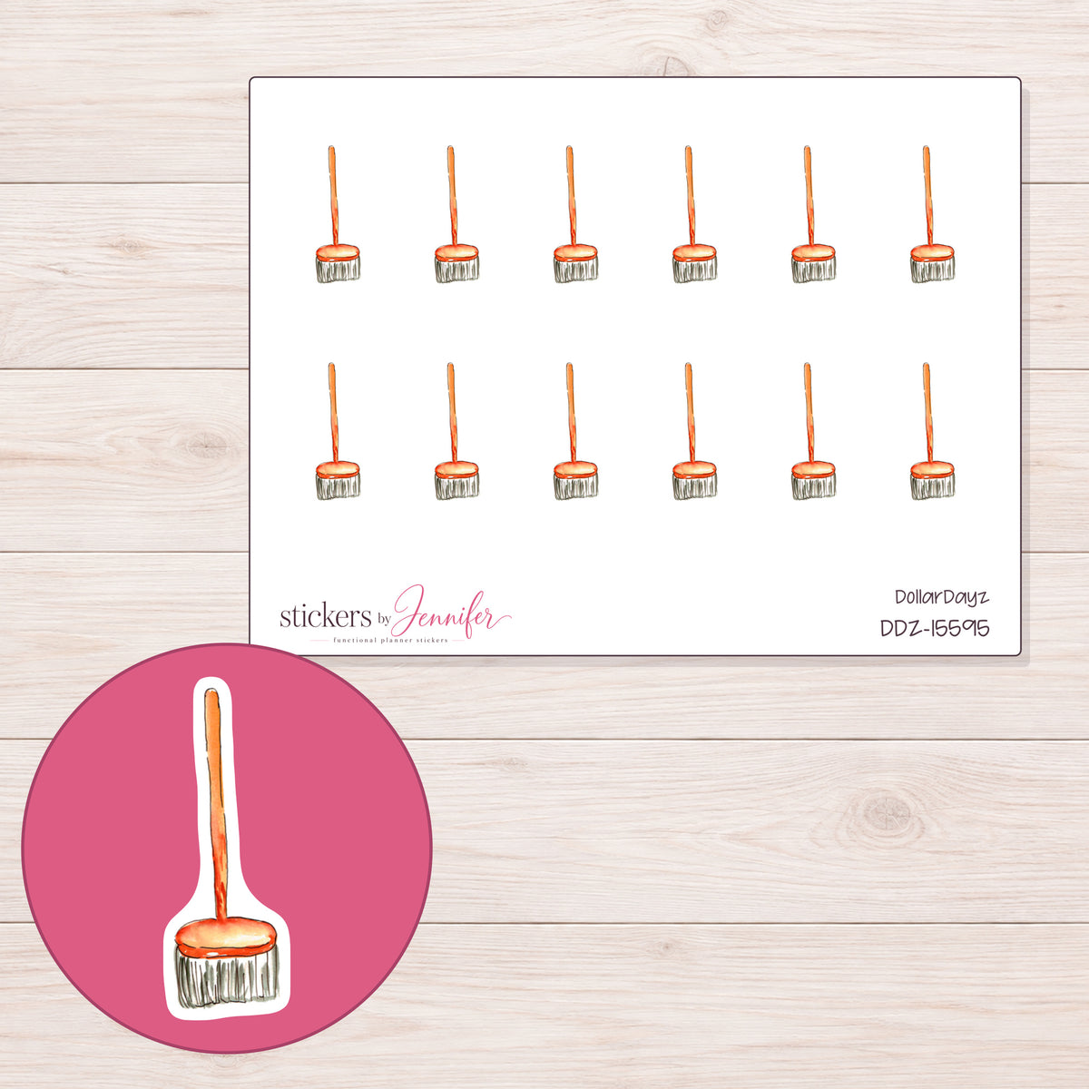DDZ-15595 planner sticker sheet with enlarged sticker detail