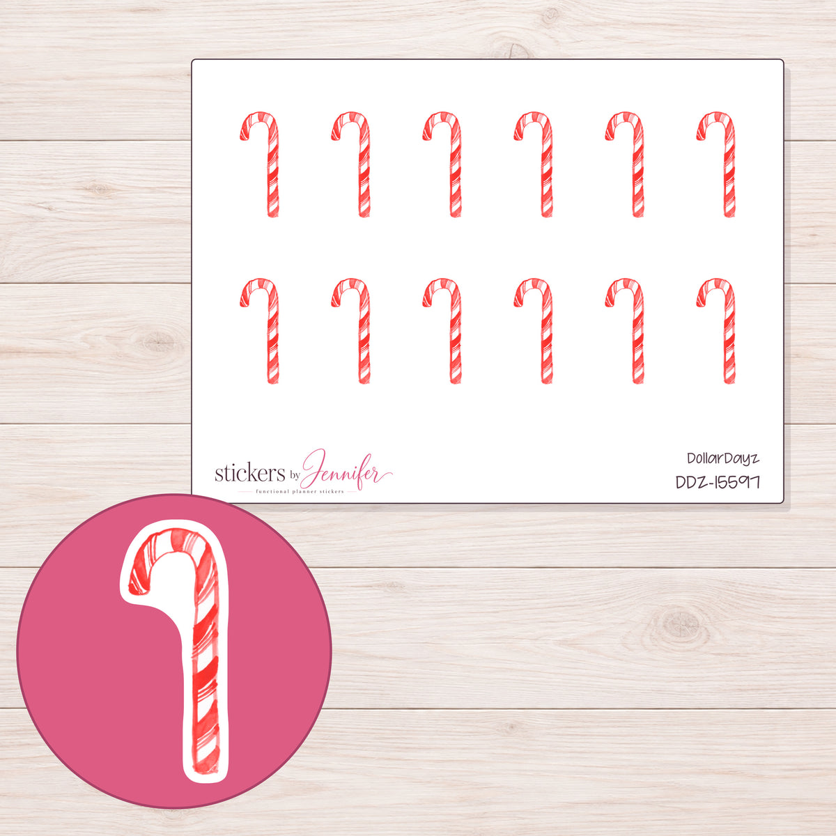 DDZ-15597 planner sticker sheet with enlarged sticker detail