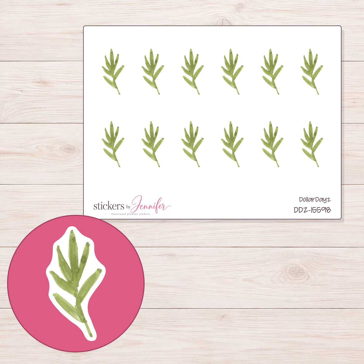 DDZ-15598 planner sticker sheet with enlarged sticker detail