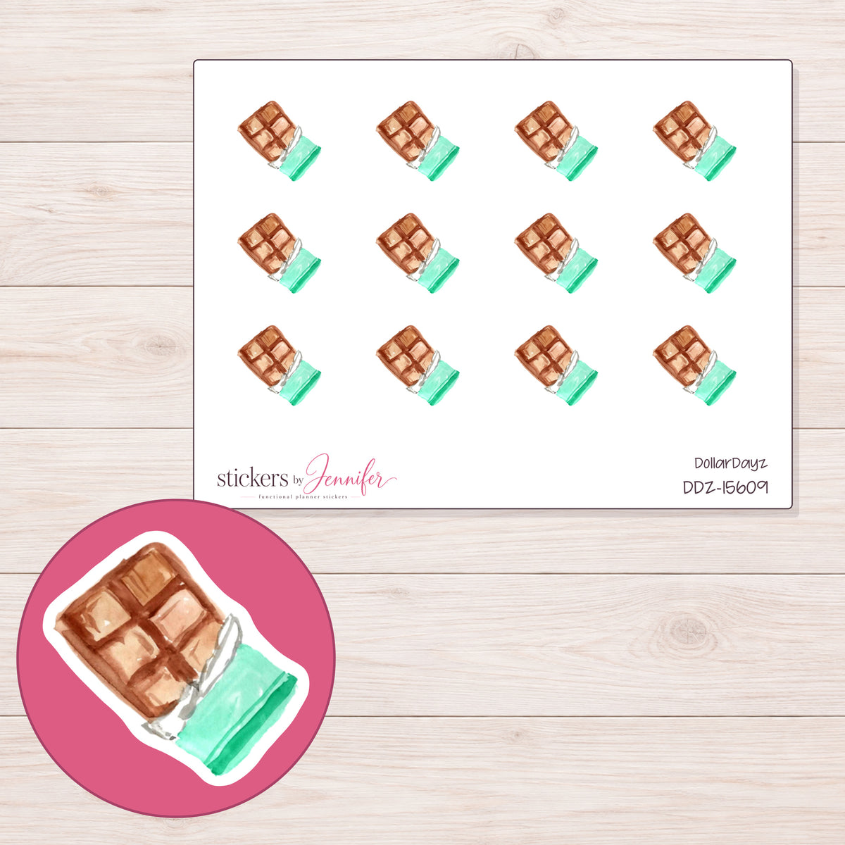 DDZ-15609 planner sticker sheet with enlarged sticker detail