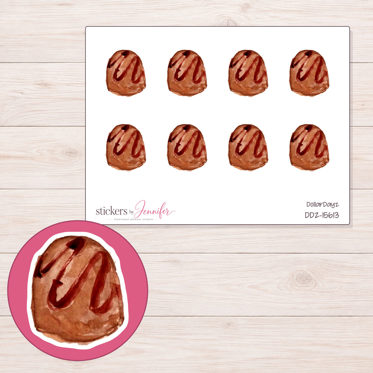 DDZ-15613 planner sticker sheet with enlarged sticker detail