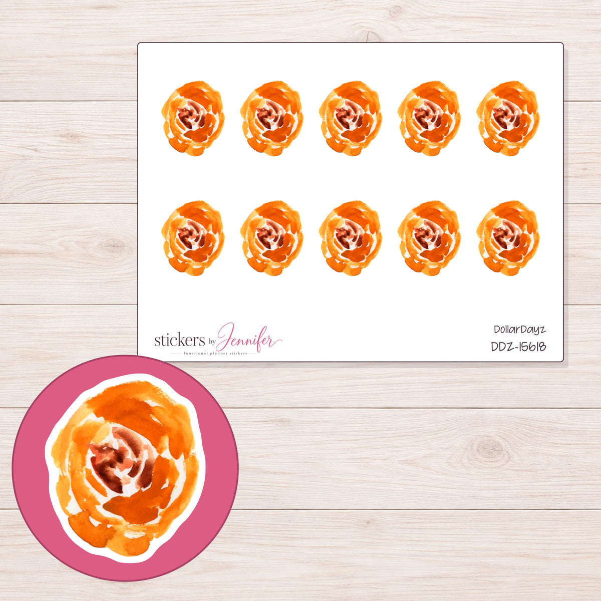 DDZ-15618 planner sticker sheet with enlarged sticker detail