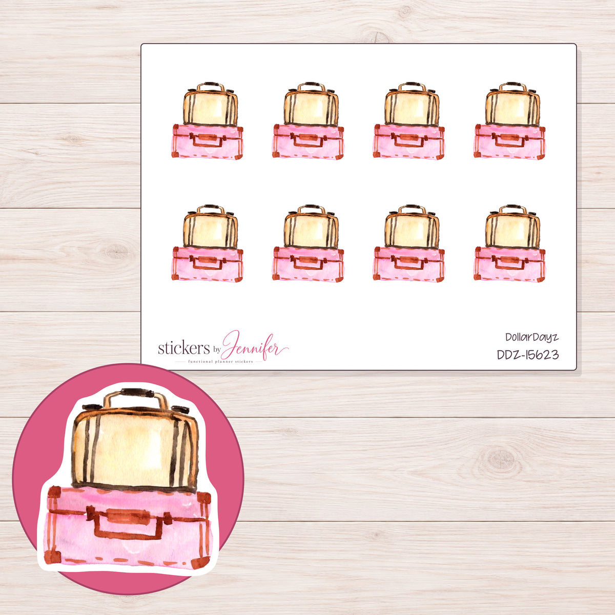DDZ-15623 planner sticker sheet with enlarged sticker detail
