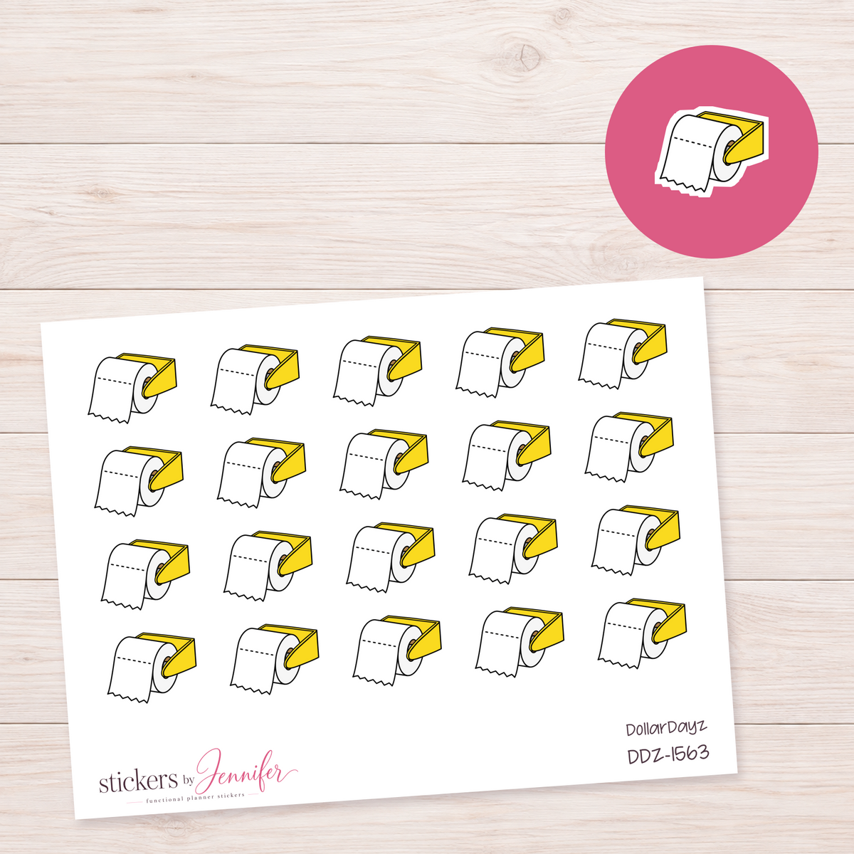 Bright Yellow Toilet Paper Holder Planner Stickers | DDZ-1563