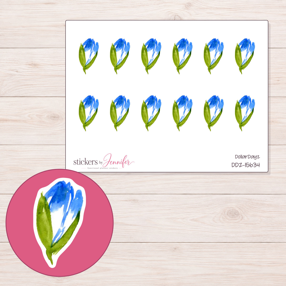 DDZ-15634 planner sticker sheet with enlarged sticker detail