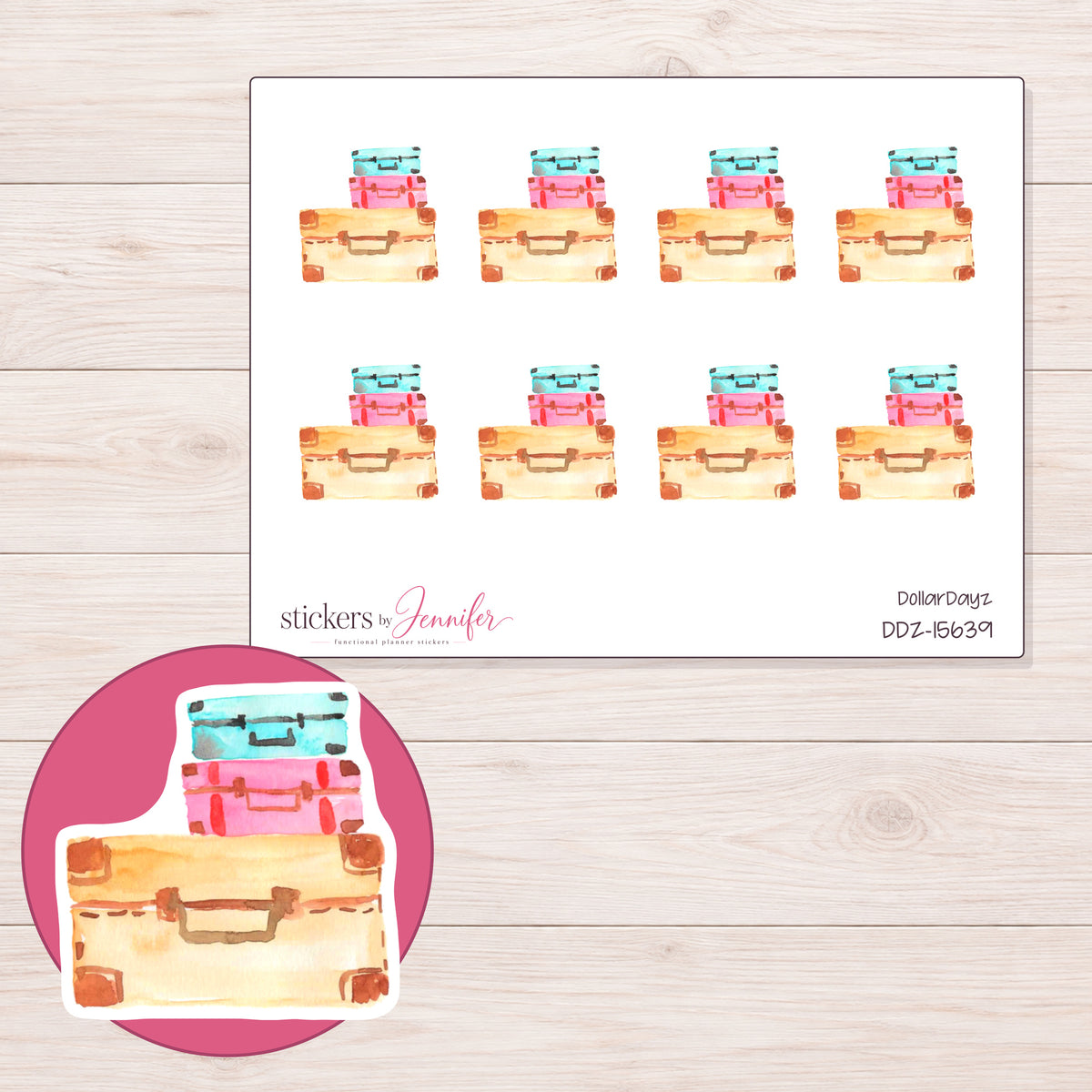DDZ-15639 planner sticker sheet with enlarged sticker detail